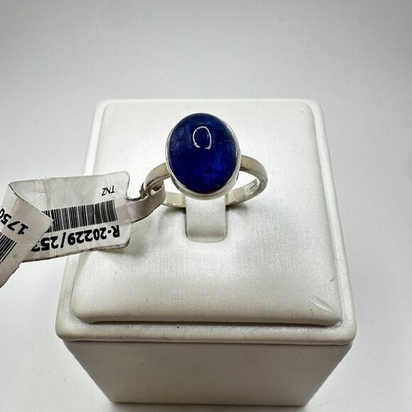 NWT 9x11mm oval cut Tanzanite cabochon solitaire ring in sterling silver! - Picture 8 of 11